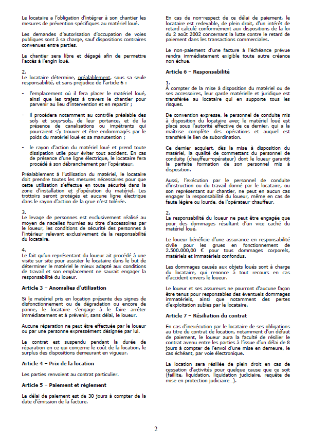 Conditions générales de location avec opérateur — page 2